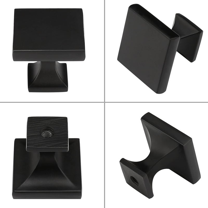 Peaha Kitchen Cabinet Knobs Black 25 Pack - PH6785BK Cabinet Drawer Knobs 1.1inch Width Square Knobs for Bathroom Cabinets Black Drawer Knobs Cabinet Hardware Black - Image 3